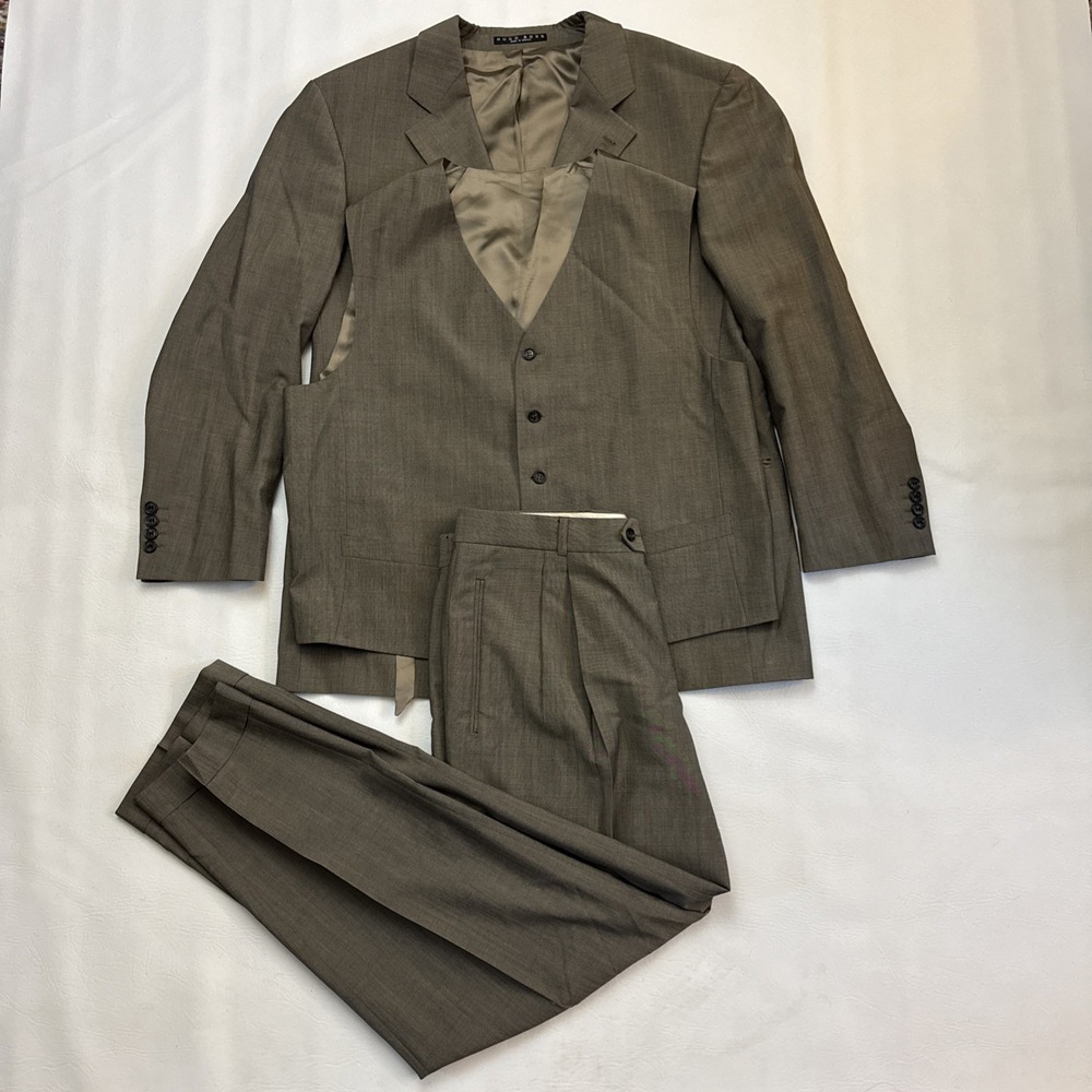 Hugo Boss Full Suit Blazer Vest & Pants Vitale Barberis Canonico Mohair Wool 44R